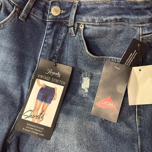 Royalty Blue Vintage Stretch High Rise Denim Shorts Spring 6.5” Inseam Size 10 - Picture 3 of 8